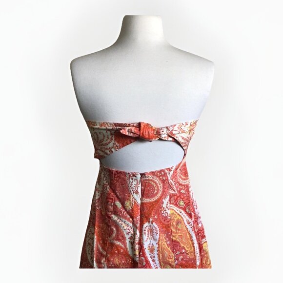 Moda International Size 2 Retro Paisley Print Strapless Tie Back - Picture 3 of 10